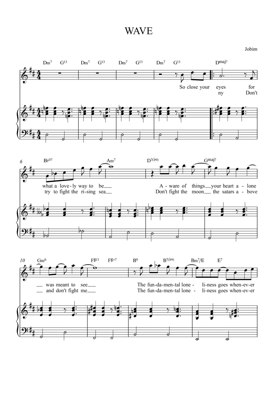 Wave Piano, Vocal, Guitar scores gallery preview page 1