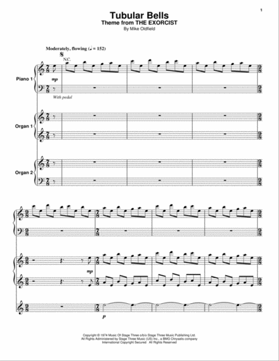 Tubular Bells Piano scores gallery preview page 1