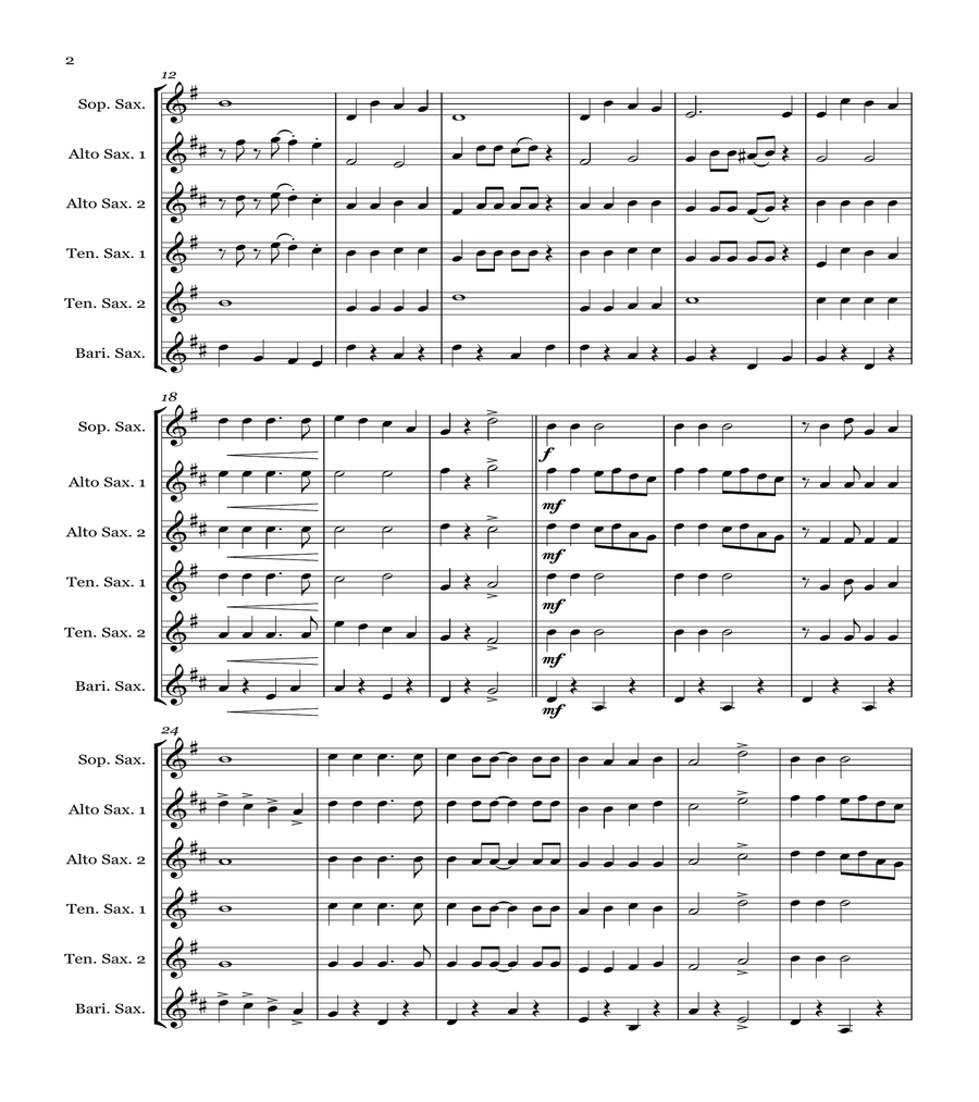 Jingle Bells - Saxophone sextet (SAATTB) image number null
