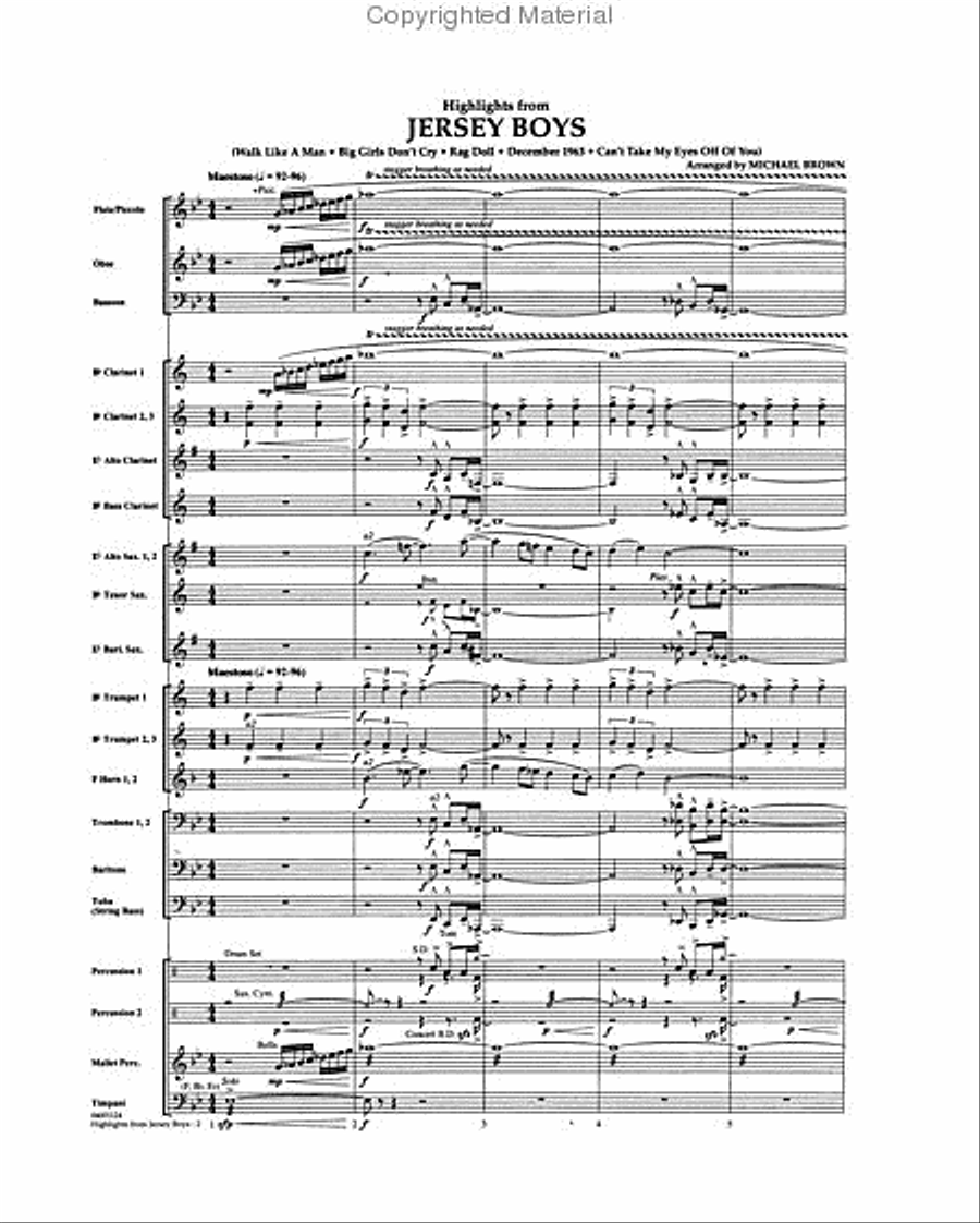 Highlights from “Jersey Boys” Concert Band scores gallery preview page 2