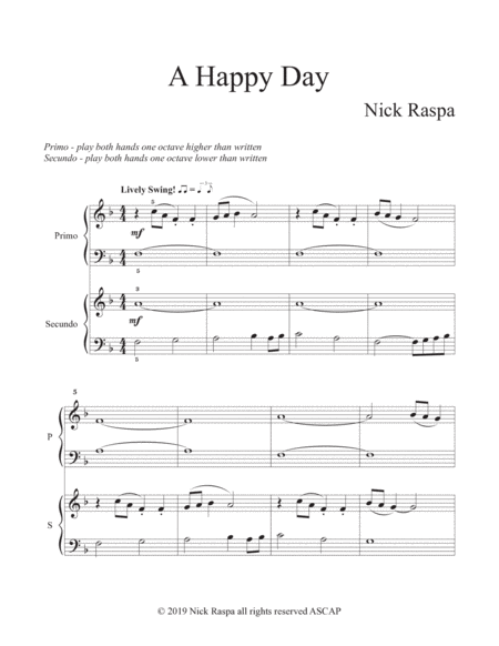 A Happy Day (elementary jazz piano duet) image number null