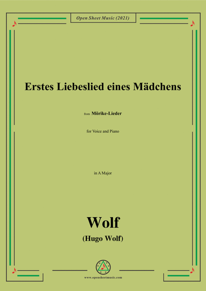 Wolf-Erstes Liebeslied eines Madchens,in A Major,IHW 22 No.42,from Morike-Lieder,for Voice and Piano image number null