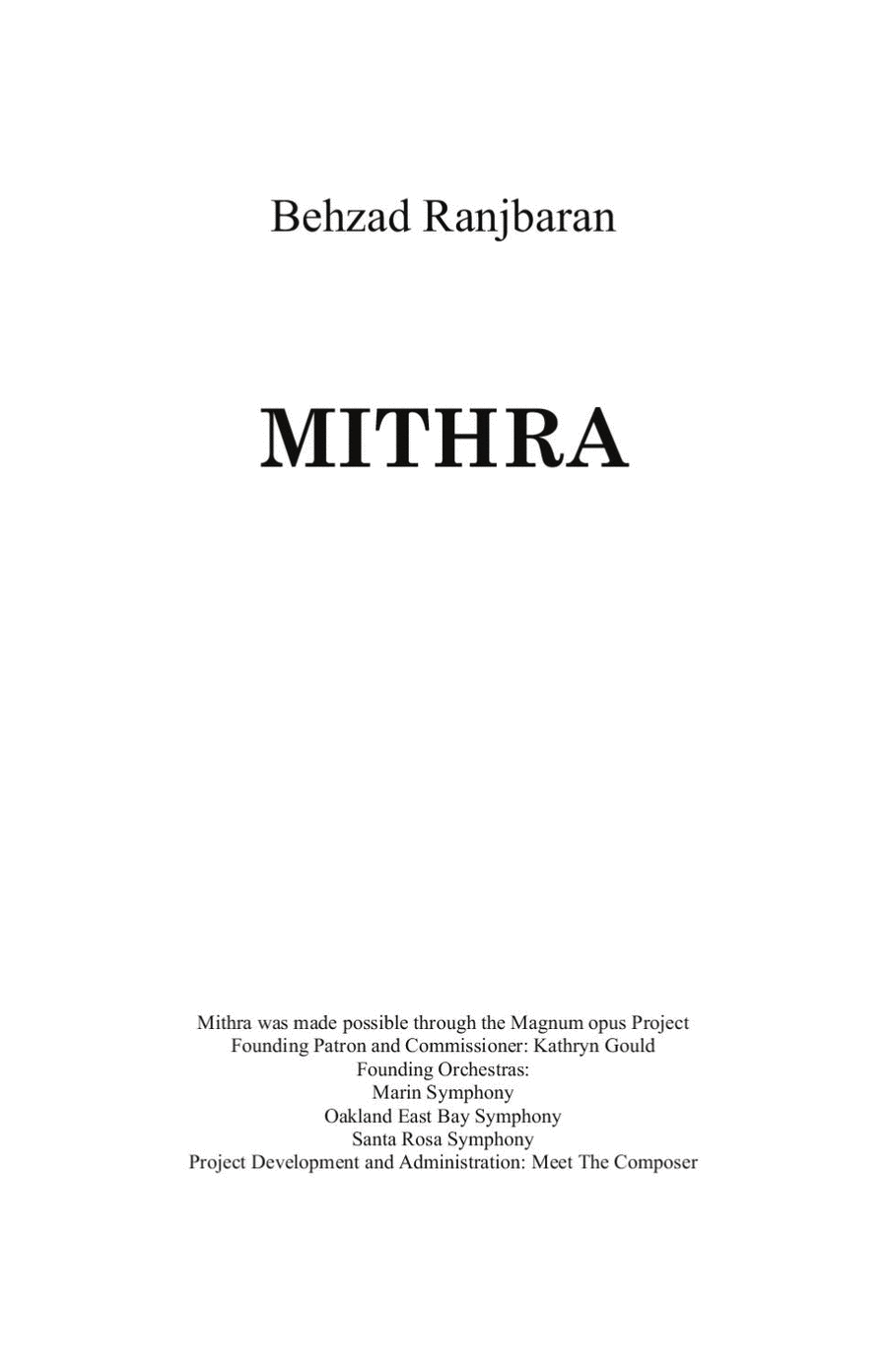 Mithra Mithra Orchestra scores gallery preview page 1