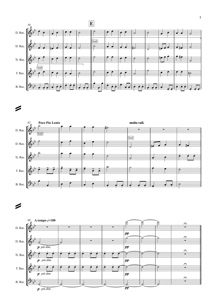 Peter Warlock: Capriol Suite - recorder quintet Soprano Recorder scores gallery preview page 5