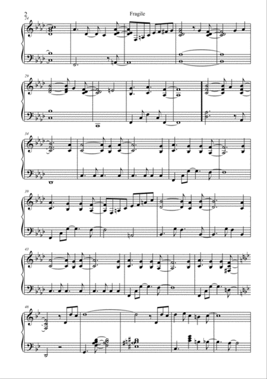 Fragile Piano Solo scores gallery preview page 2