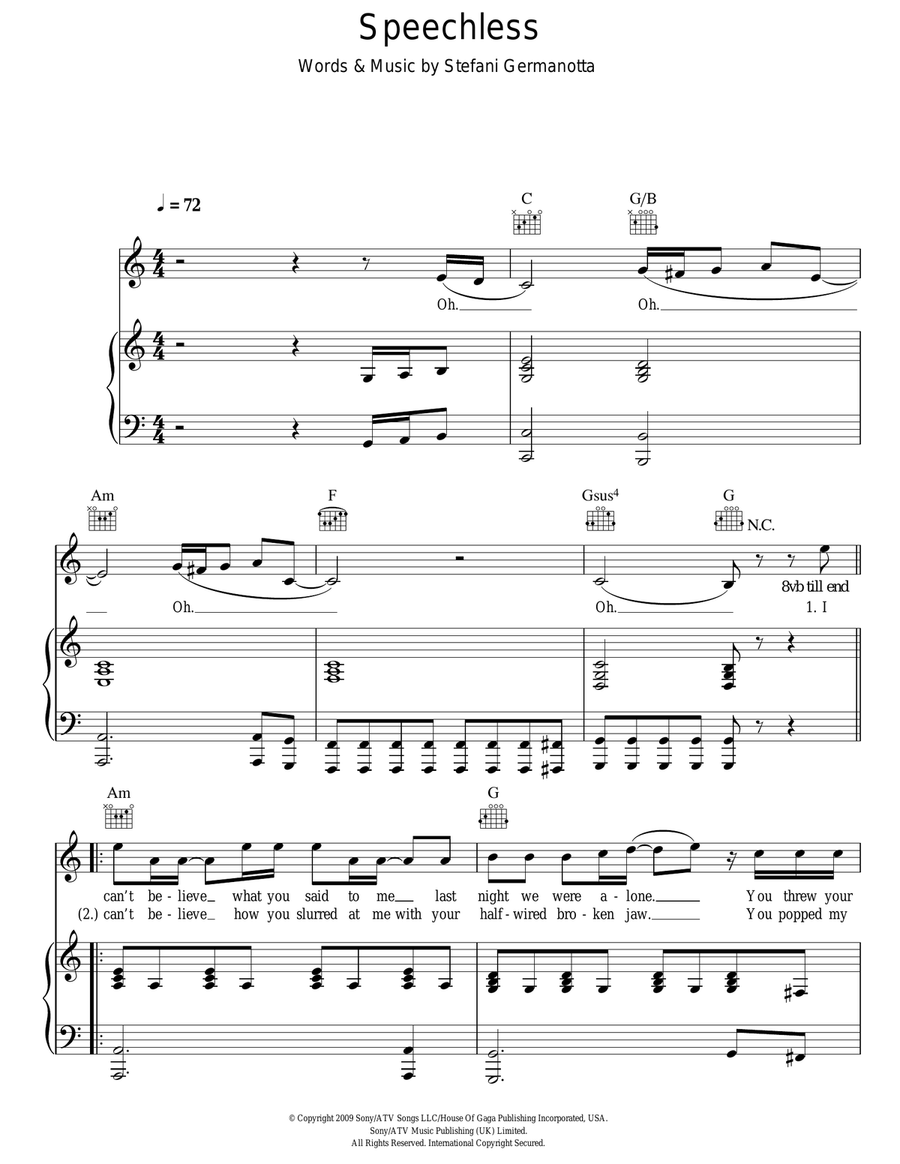 Speechless Speechless Acoustic Guitar scores gallery preview page 1
