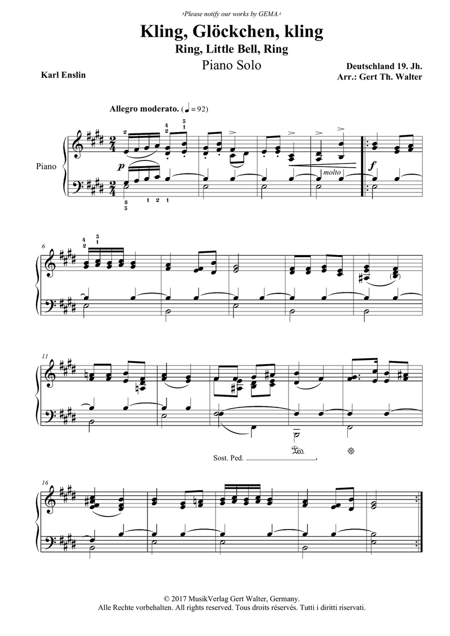 Ring, Little Bell, Ring Ring, Little Bell, Ring Piano Solo scores gallery preview page 1