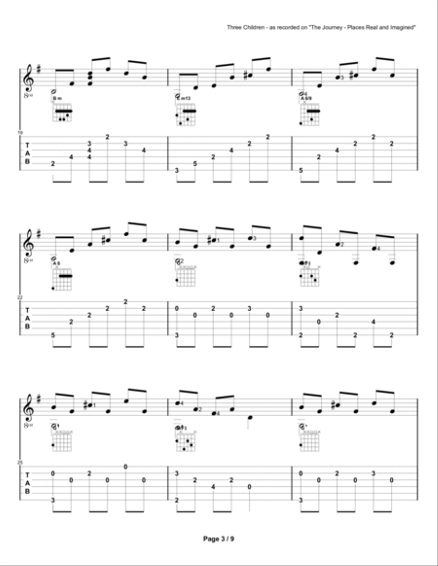 Three Children as recorded on The Journey - Places Real and Imagined Acoustic Guitar scores gallery preview page 3