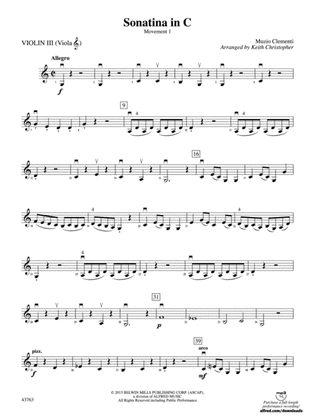 Sonatina in C: 3rd Violin (Viola [TC])