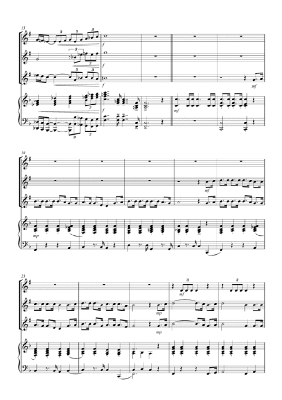 HYMN FOR TRUMPET TRIO - When The Roll Is Called Up Yonder Small Ensemble scores gallery preview page 2