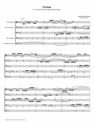 Prelude 12 from Well-Tempered Clavier, Book 2 (Trombone Quartet)