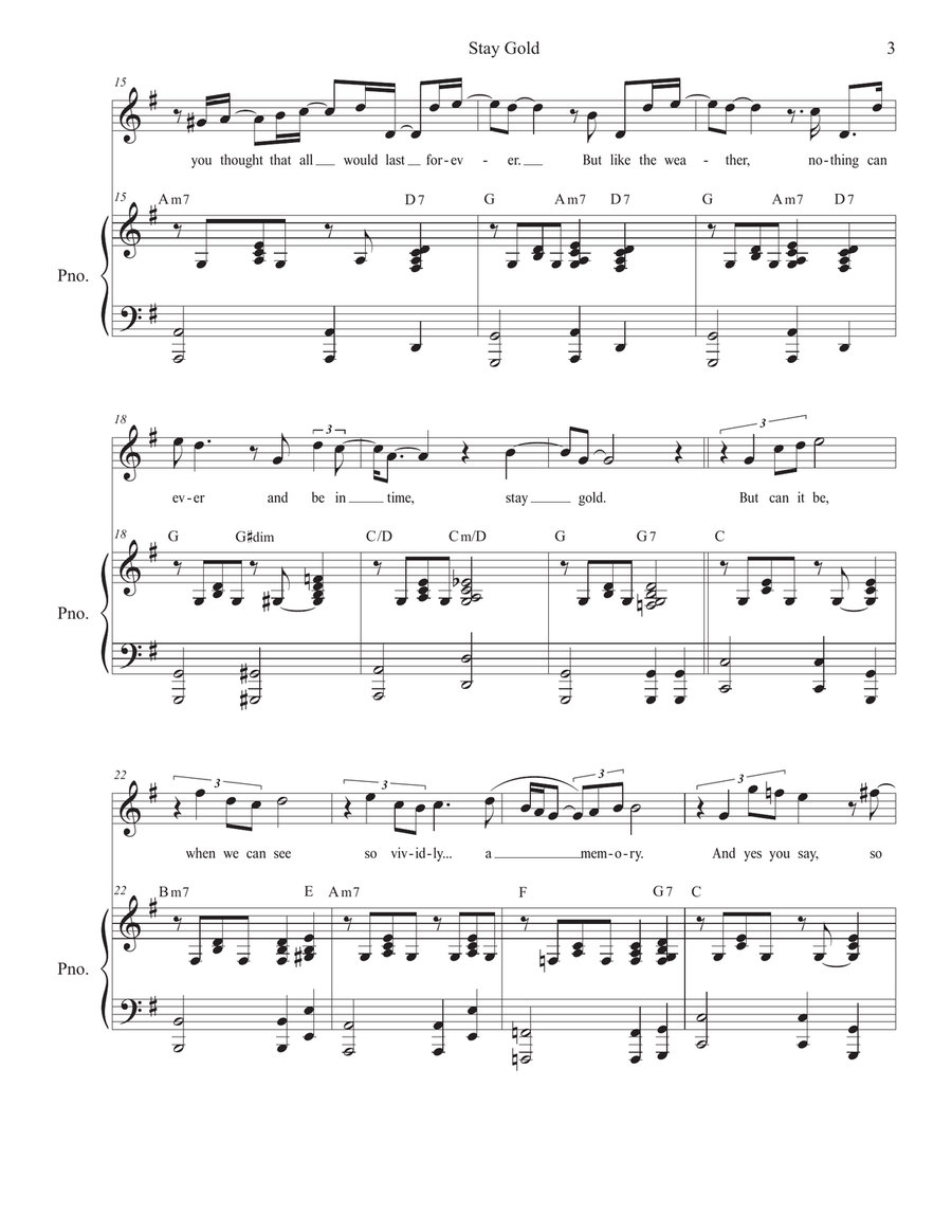 Stay Gold Piano, Vocal scores gallery preview page 3