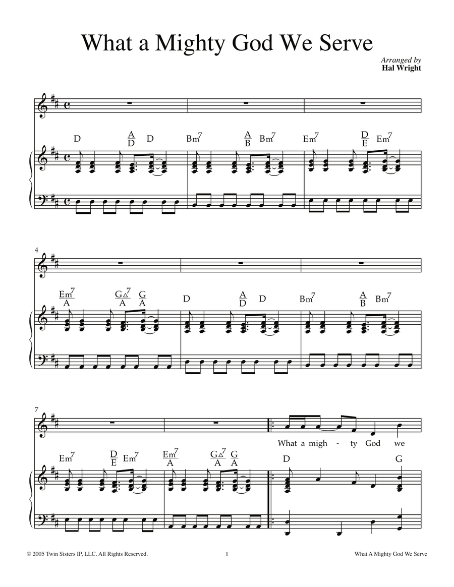 What A Mighty God We Serve Piano, Vocal scores gallery preview page 1