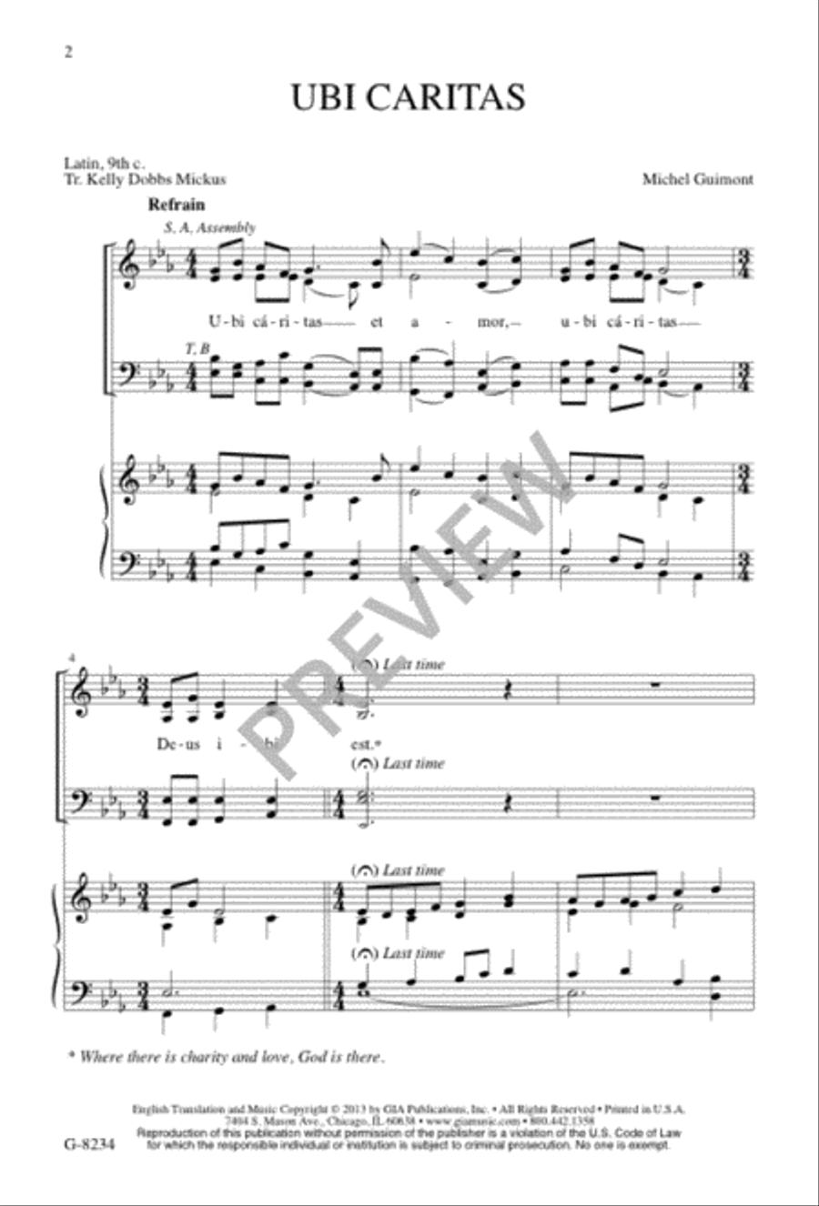 Ubi caritas Ubi caritas 4-Part scores gallery preview page 2