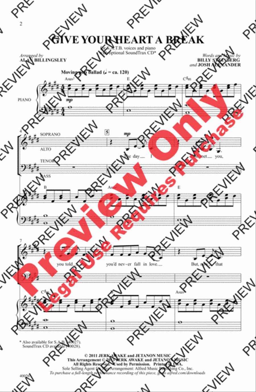 Give Your Heart a Break Give Your Heart a Break 4-Part scores gallery preview page 2
