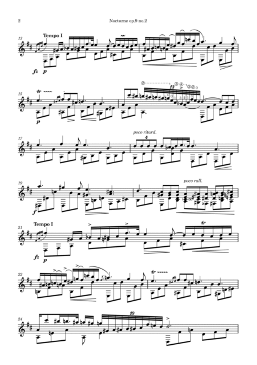 Nocturne op. 9 no. 2 for solo guitar Classical Guitar scores gallery preview page 2