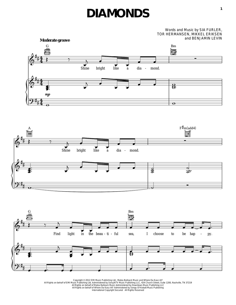 Diamonds Acoustic Guitar scores gallery preview page 1