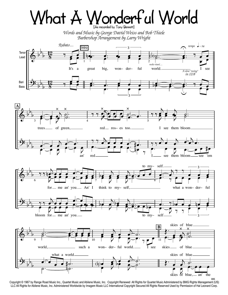 What A Wonderful World SSAA scores gallery preview page 1