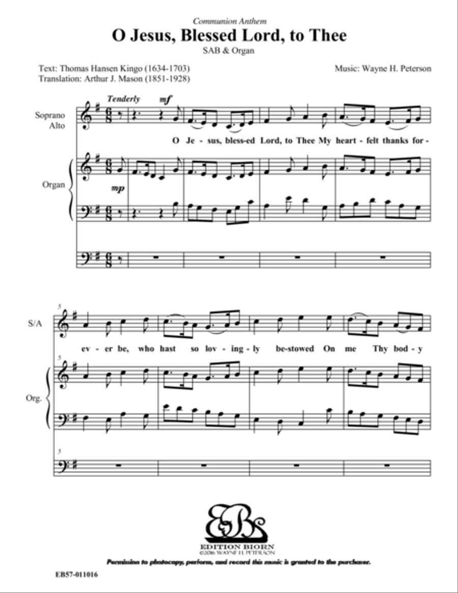 O Jesus, Blessed Lord, to Thee 3-Part scores gallery preview page 2