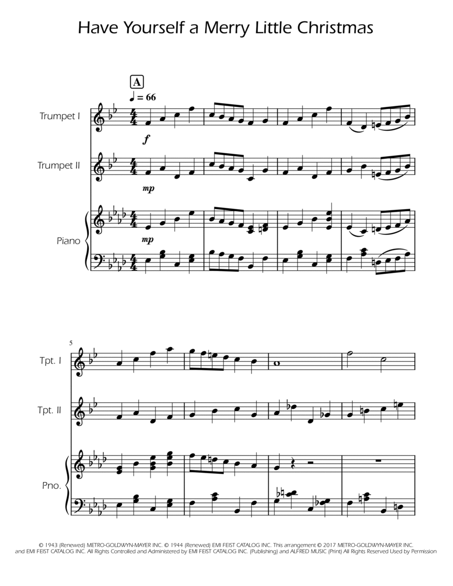 Have Yourself A Merry Little Christmas Trumpet Duet scores gallery preview page 1