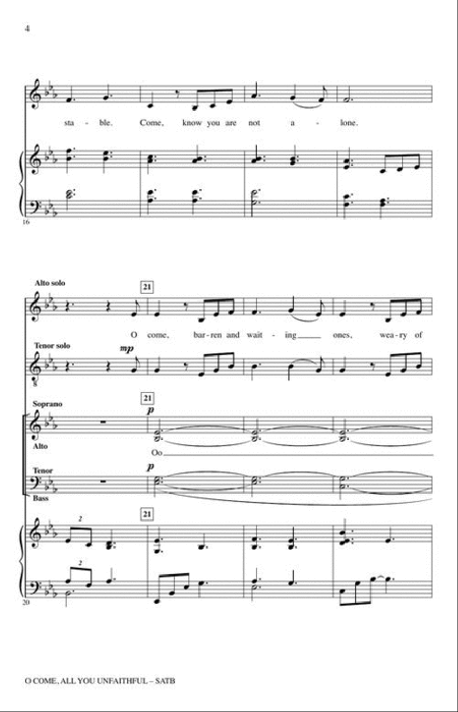 O Come, All You Unfaithful 4-Part scores gallery preview page 4