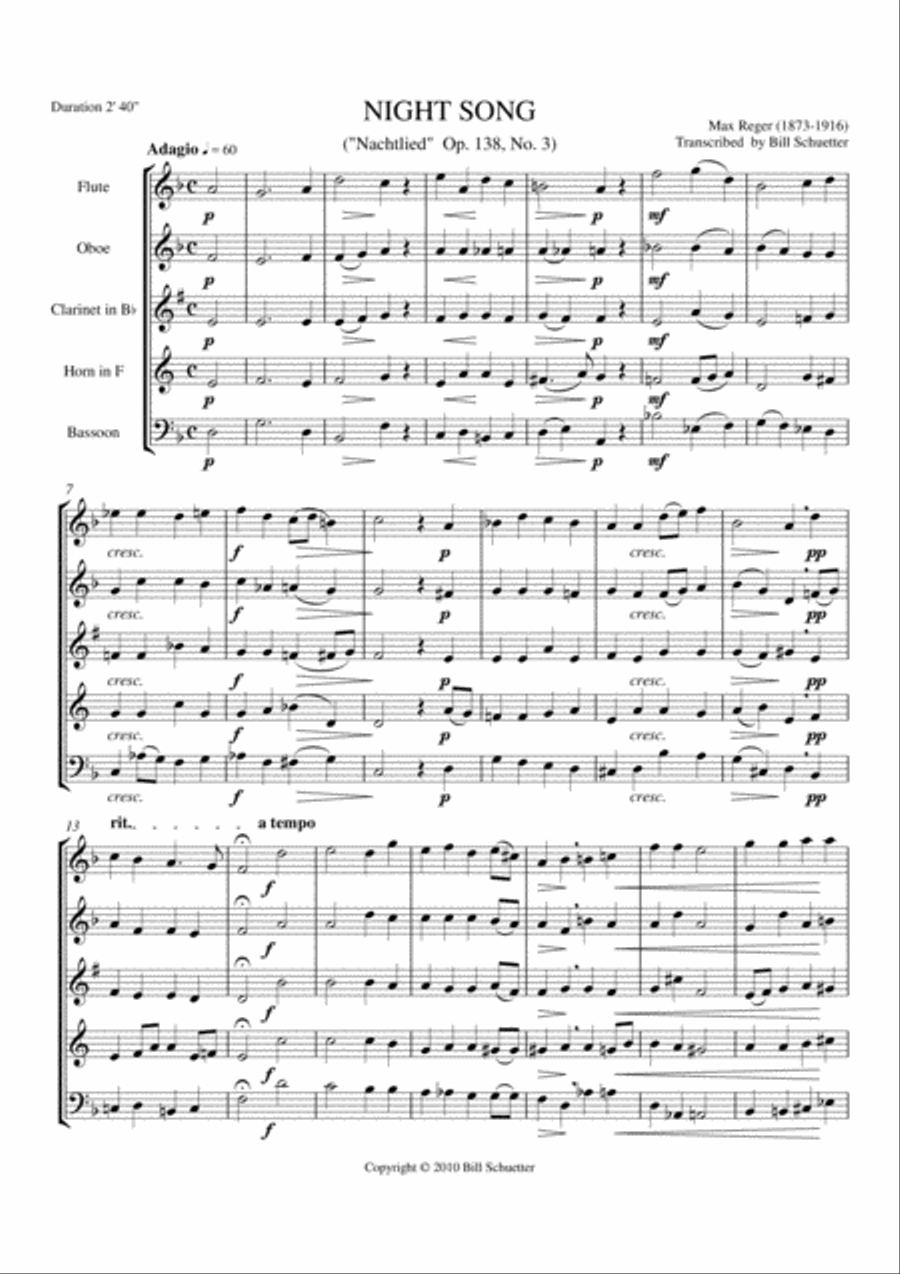 Night Song Night Song Woodwind Quintet scores gallery preview page 1