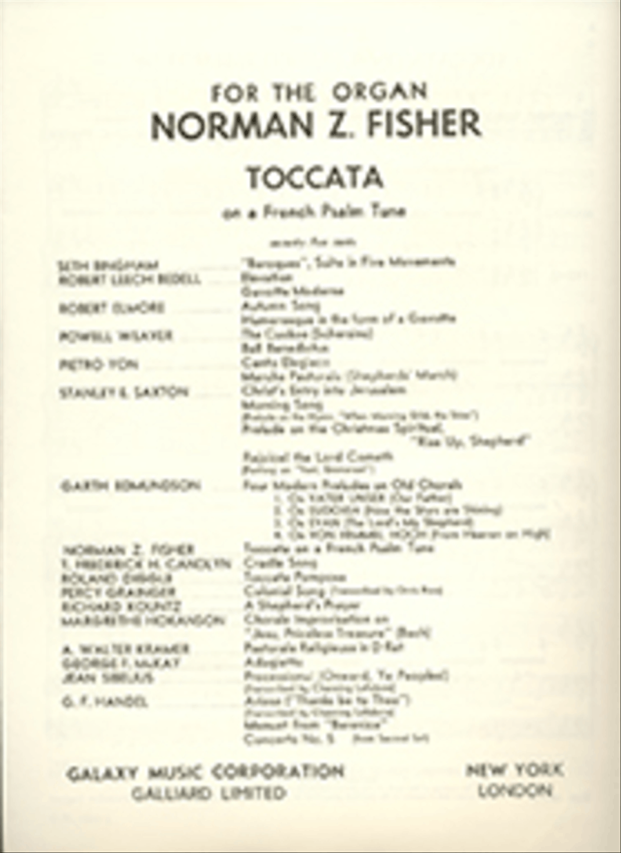 Toccata on A French Psalm Tune Organ scores gallery preview page 1