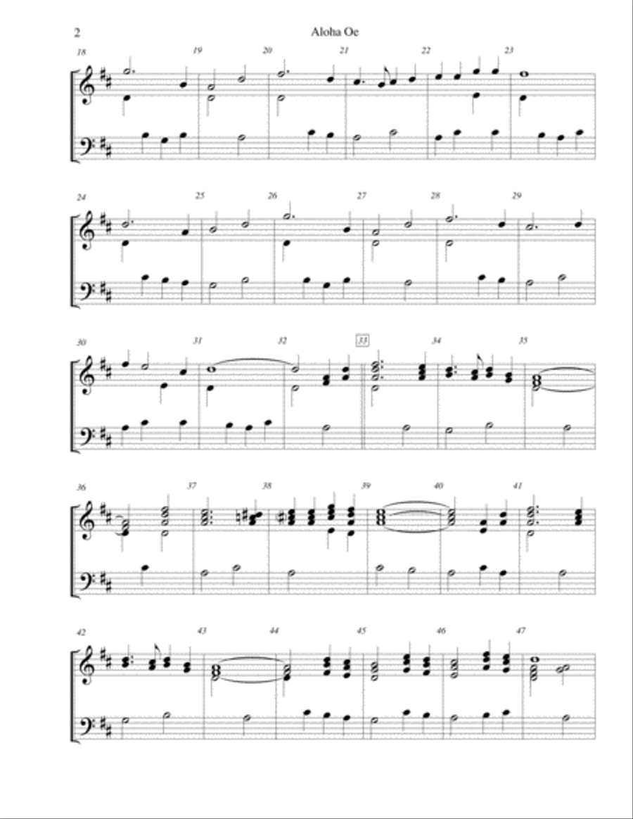 Aloha Oe - for 2-octave handbell choir 2-Octaves scores gallery preview page 2