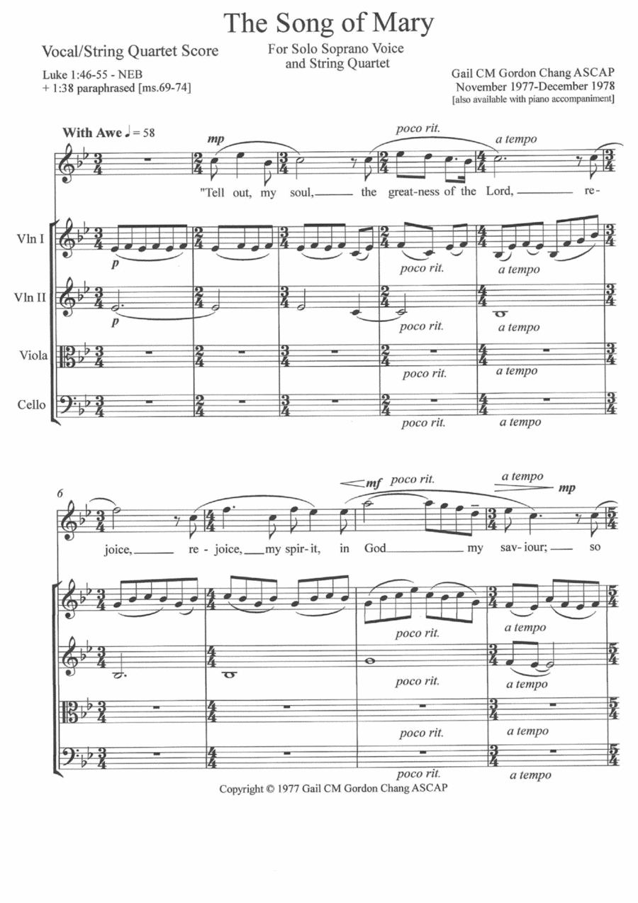 The Song of Mary String Quartet scores gallery preview page 1