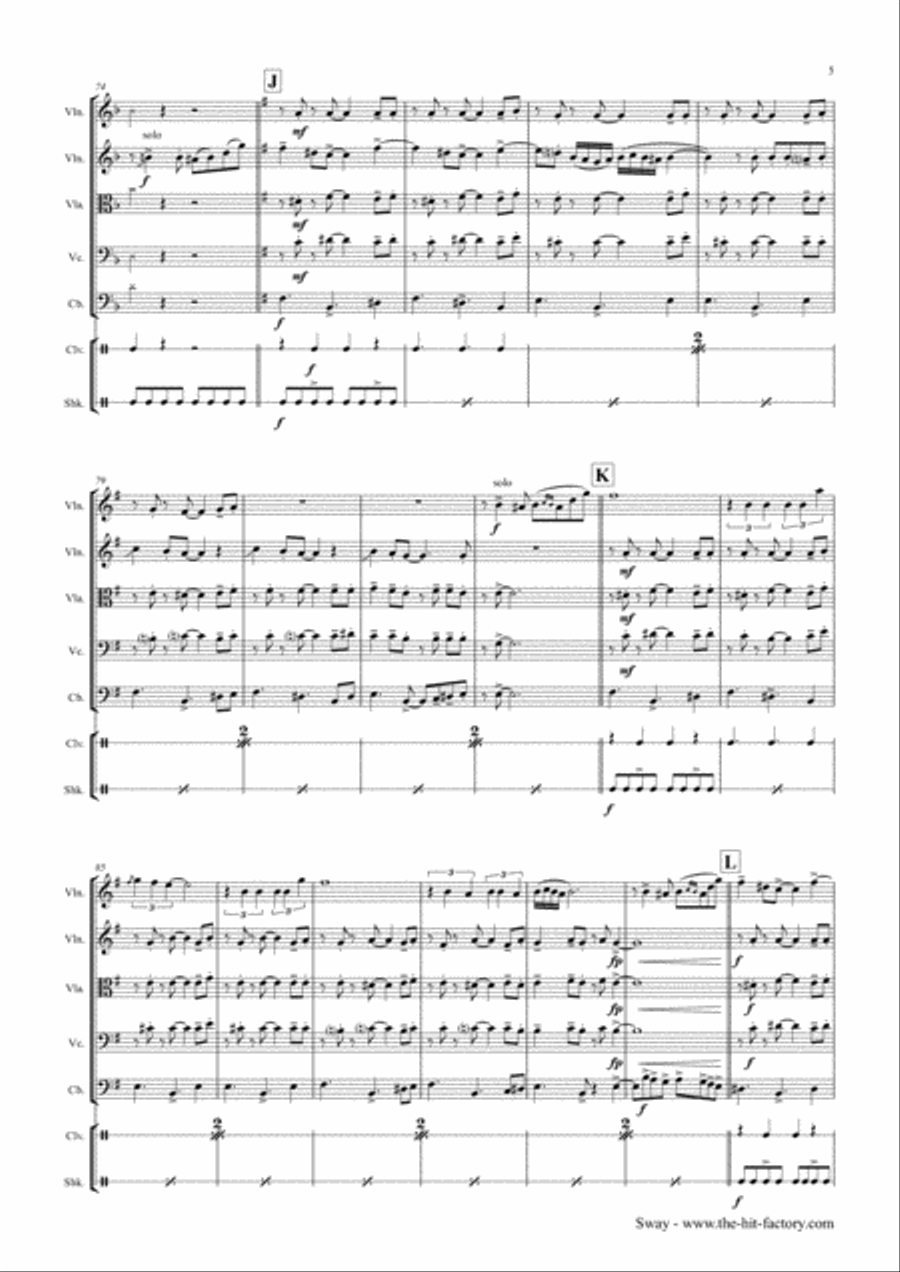Sway (Quien Sera) String Quartet scores gallery preview page 5