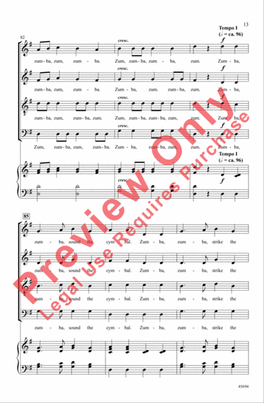 Zumba, Zumba 4-Part scores gallery preview page 13