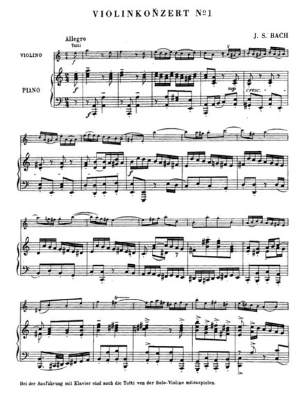 Bach - Violin Concerto in A minor, BWV 1041 for violin and piano