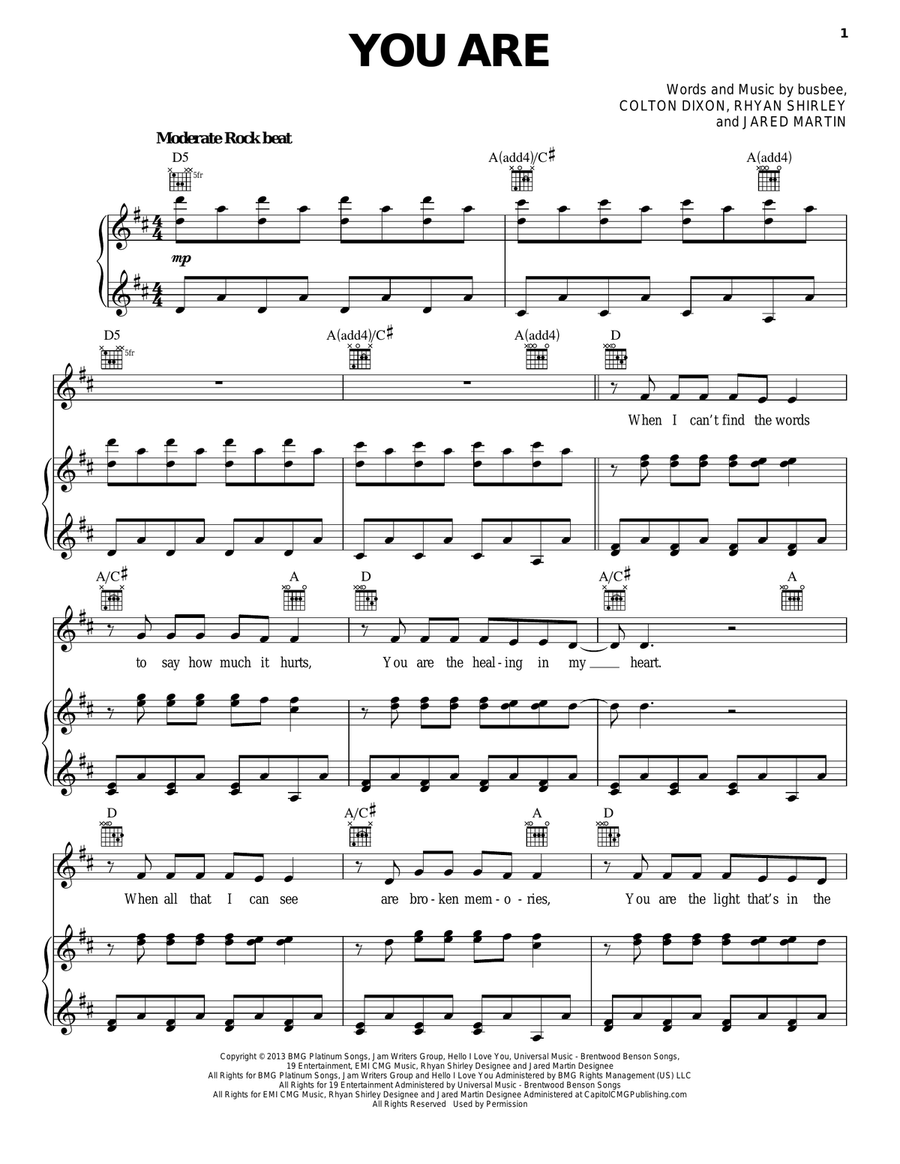 You Are Guitar scores gallery preview page 1