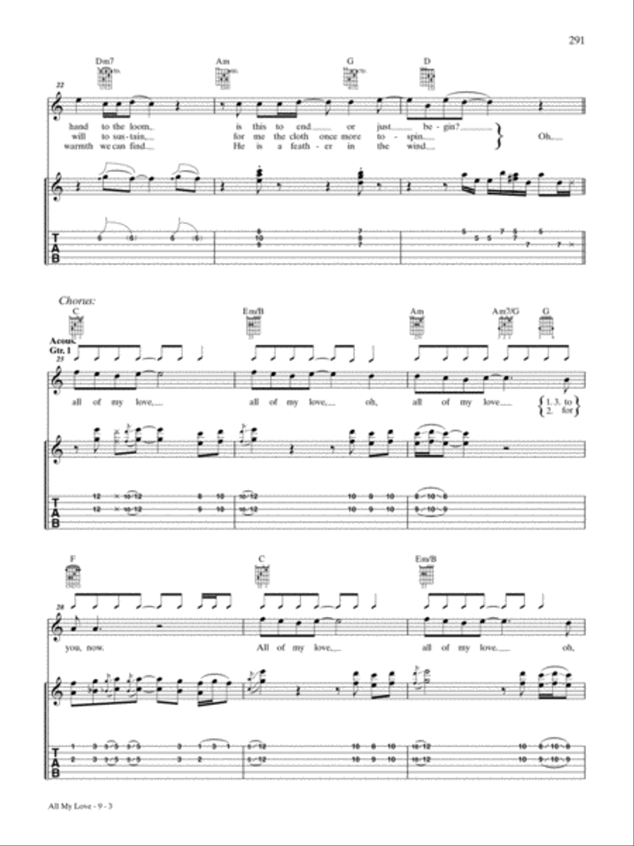 All My Love Guitar Tablature scores gallery preview page 3