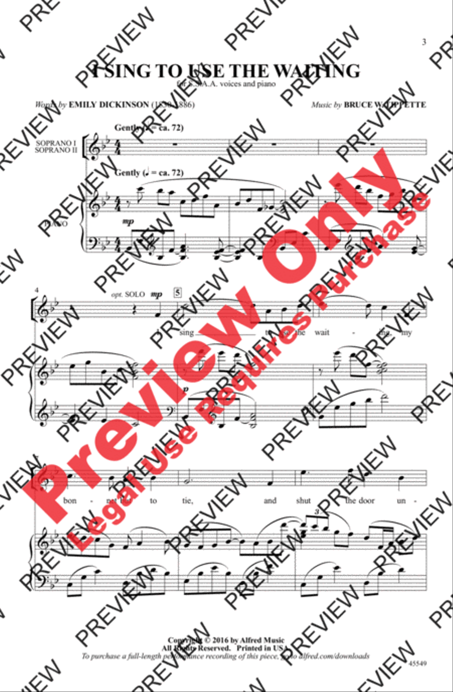 I Sing to Use the Waiting SSAA scores gallery preview page 2