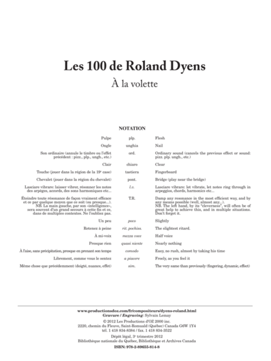 Les 100 de Roland Dyens - À la volette Classical Guitar scores gallery preview page 1