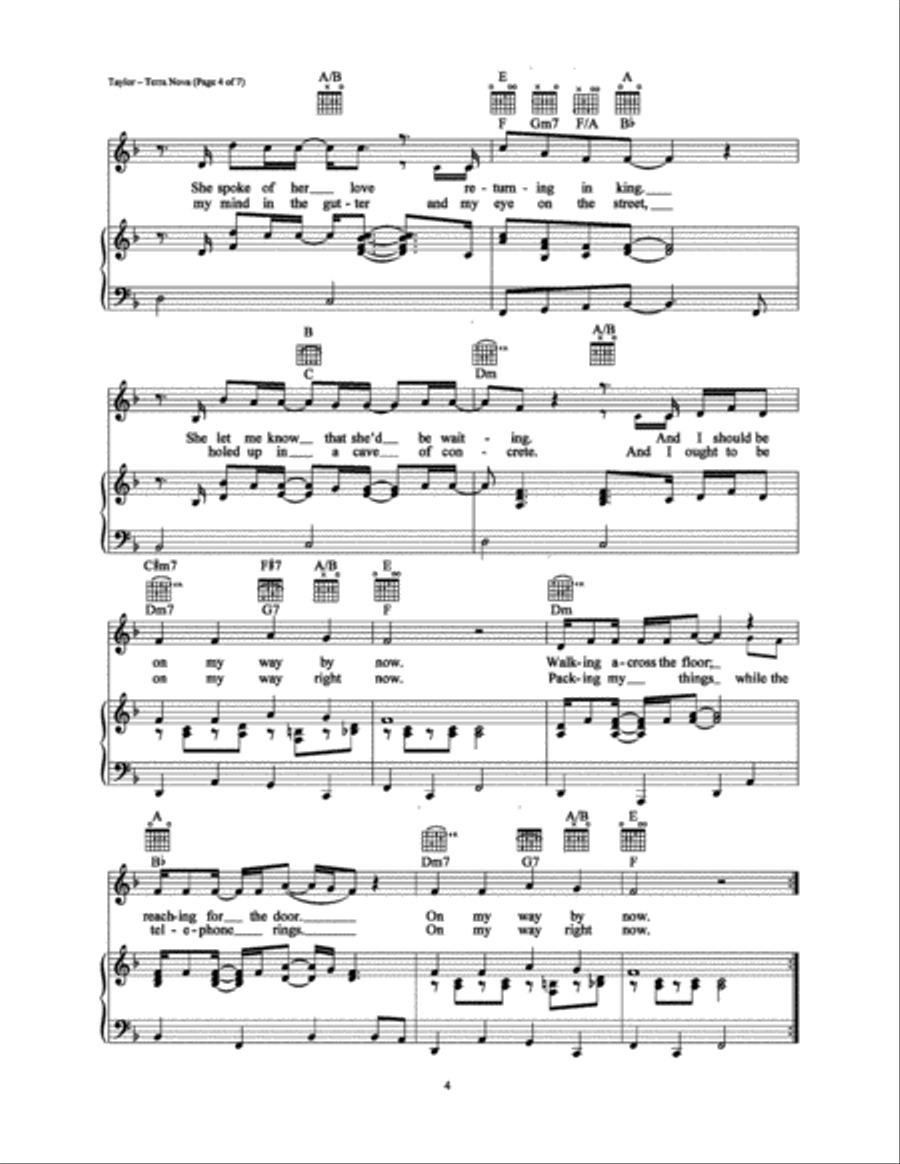 Terra Nova Piano, Vocal, Guitar scores gallery preview page 4