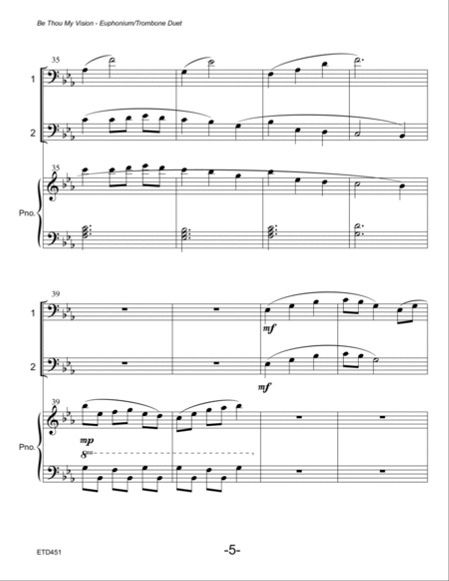 BE THOU MY VISION - TROMBONE/EUPHONIUM DUET with Piano Accompaniment Brass Duet scores gallery preview page 5