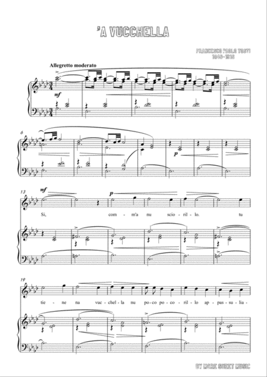 Tosti-'A Vucchella in A flat Major,for Voice and Piano Voice Solo scores gallery preview page 3