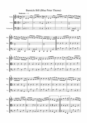Barnicle Bill, Sea Shanty, Arranged for String Trio (Violin, Viola and 'Cello)