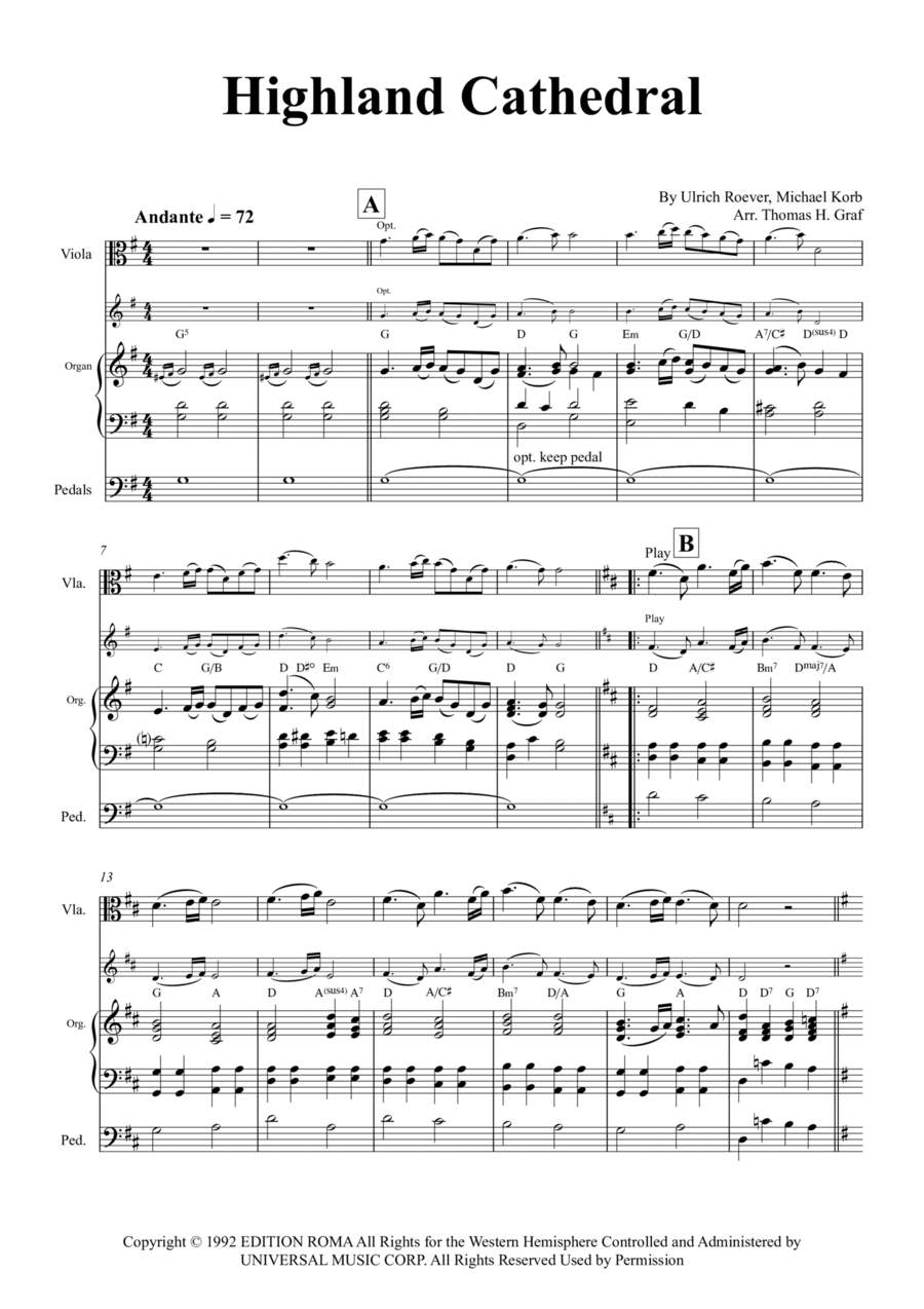 Highland Cathedral by Thomas Graf Viola Digital Sheet Music Sheet