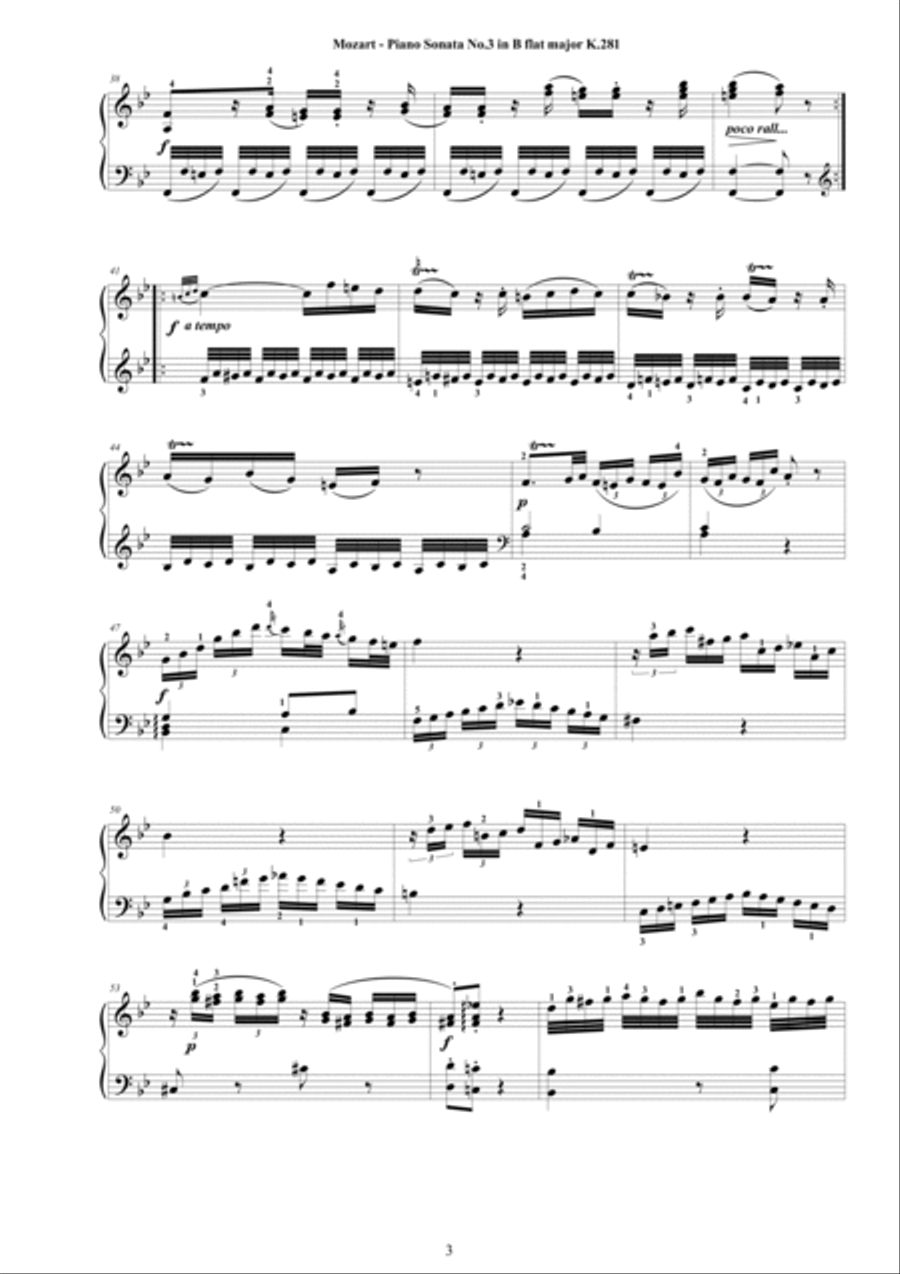Mozart - Piano Sonata No.3 in B flat major K 281 - Complete score Piano Solo scores gallery preview page 3
