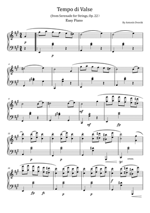 Book cover for DVORAK - Tempo di valse - Serenade for Strings in E Major, Op.22, B 52 - For Easy Piano