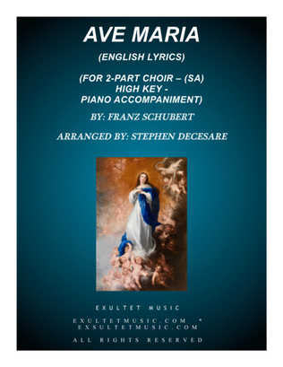 Ave Maria (for 2-part choir (SA) - English Lyrics - High Key) - Piano Accompaniment