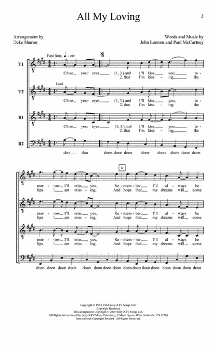 All My Loving All My Loving TTBB scores gallery preview page 2