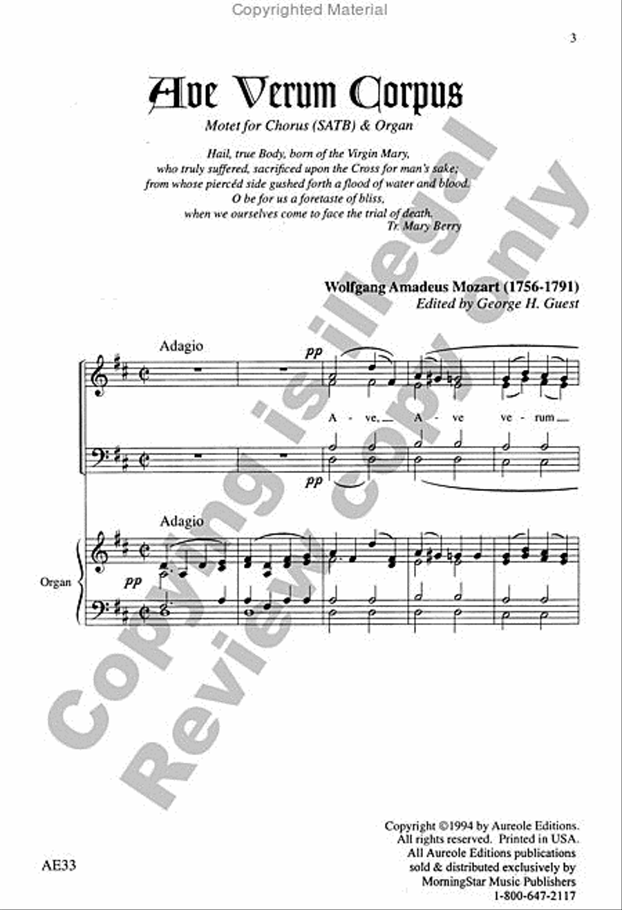 Ave Verum Corpus Ave Verum Corpus 4-Part scores gallery preview page 3