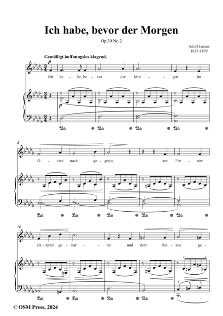 A. Jensen-Ich habe,bevor der Morgen,Op.30 No.2,in D flat Major Voice scores gallery preview page 2