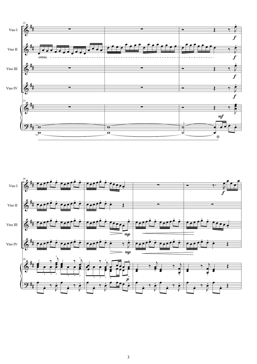 Vivaldi - Violin Concerto No.1 in D major RV 549 Op.3 for 4 Violins and Piano Violin Solo scores gallery preview page 3