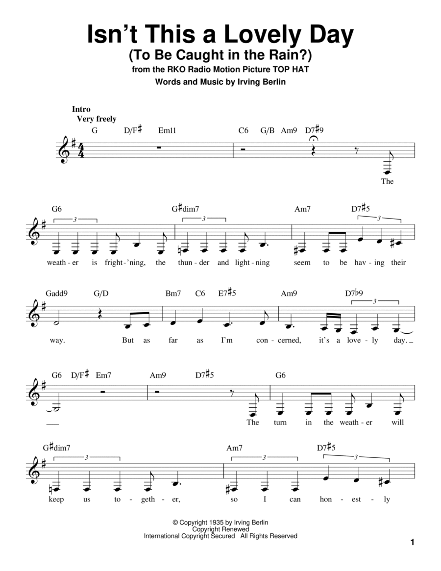Isn't This A Lovely Day (To Be Caught In The Rain?) Voice scores gallery preview page 1