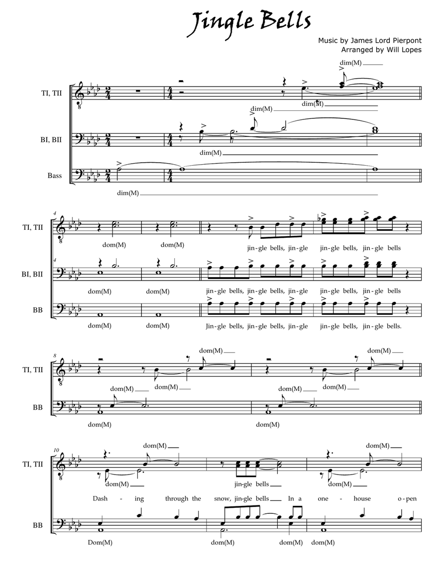 Jingle Bells (TTBB - a cappella) TTBB scores gallery preview page 1